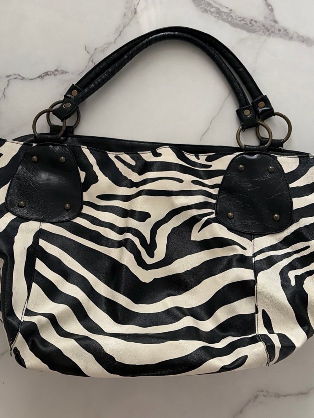 Vintage Zebra Print Black and White Purse
